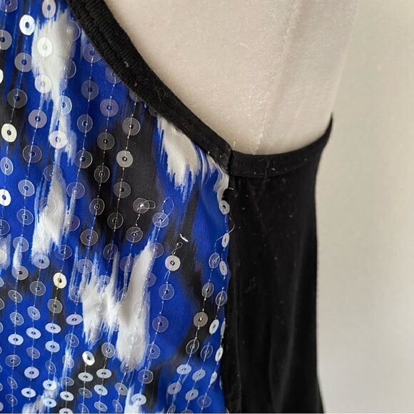 Vince Camuto Black Blue Sequin Tank SZ M - Picture 4 of 13